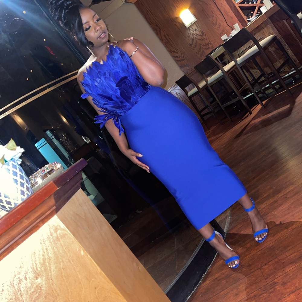 Fashion Nova Strapless Royal Blue Dress